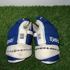 Blue and White Hockey Gloves